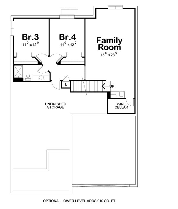 Architectural House Design - Ranch Floor Plan - Lower Floor Plan #20-2313
