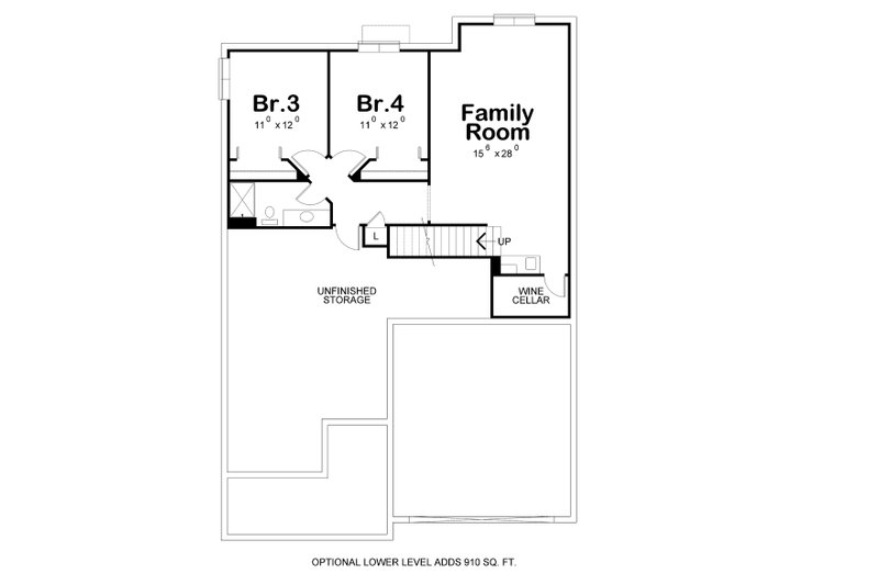 Architectural House Design - Floor Plan - Lower Floor for Ranch House Plan #20-2313 - 4 bed, 3 bath