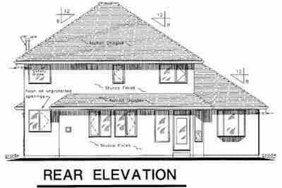Exterior - Rear Elevation for European House Plan #18-295 - 3 bed, 3 bath