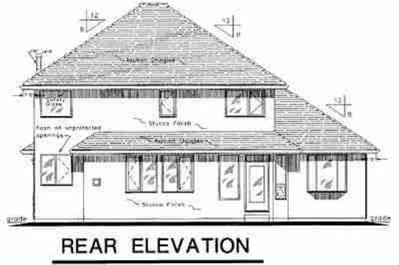 House Blueprint - Exterior - Rear Elevation for European House Plan #18-295 - 3 bed, 3 bath