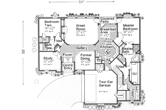 Floor Plan - Main Floor for European House Plan #310-486 - 2 bed, 2 bath
