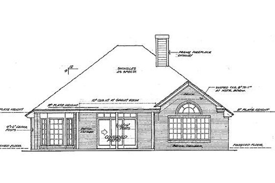 Exterior - Rear Elevation for European House Plan #310-755 - 3 bed, 2 bath