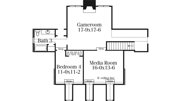 Southern Floor Plan - Upper Floor Plan #406-117