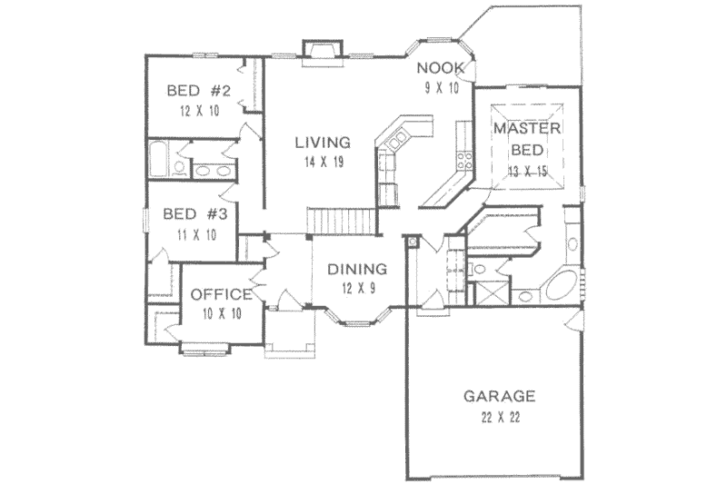 House Plan Design - Floor Plan - Main Floor for Traditional House Plan #58-153 - 4 bed, 2 bath