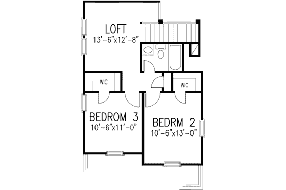 Floor Plan - Upper Floor for European House Plan #410-317 - 3 bed, 2.5 bath