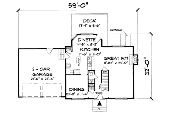 Floor Plan - Main Floor for Colonial House Plan #75-110 - 3 bed, 2.5 bath