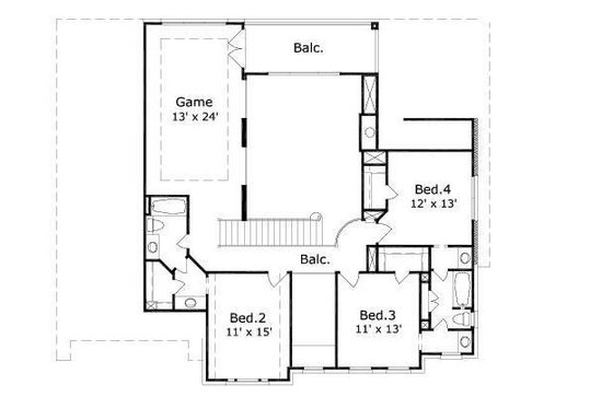 Floor Plan - Upper Floor for Colonial House Plan #411-739 - 4 bed, 3.5 bath