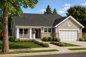 Dream House Plan - Exterior - Front Elevation for Ranch House Plan #126-143 - 3 bed, 2.5 bath