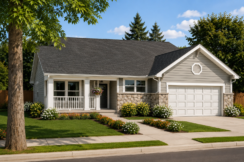 Dream House Plan - Exterior - Front Elevation 2 for Ranch House Plan #126-143 - 3 bed, 2.5 bath