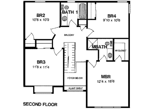 Traditional Floor Plan - Upper Floor Plan #316-118