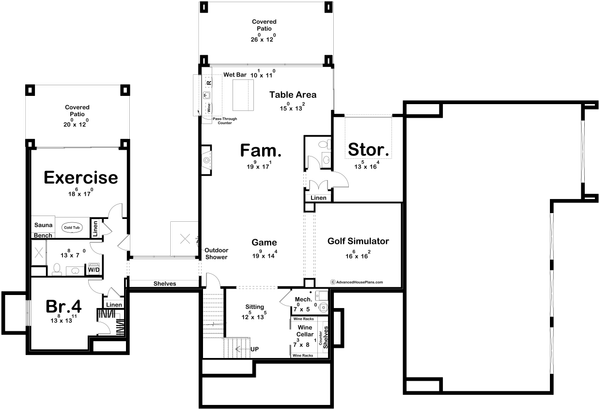 Dream House Plan - Beach Floor Plan - Lower Floor Plan #455-698