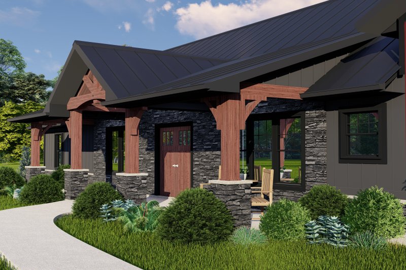 House Plan Design - Exterior - Covered Porch for Barndominium House Plan #1064-106 - 3 bed, 2.5 bath