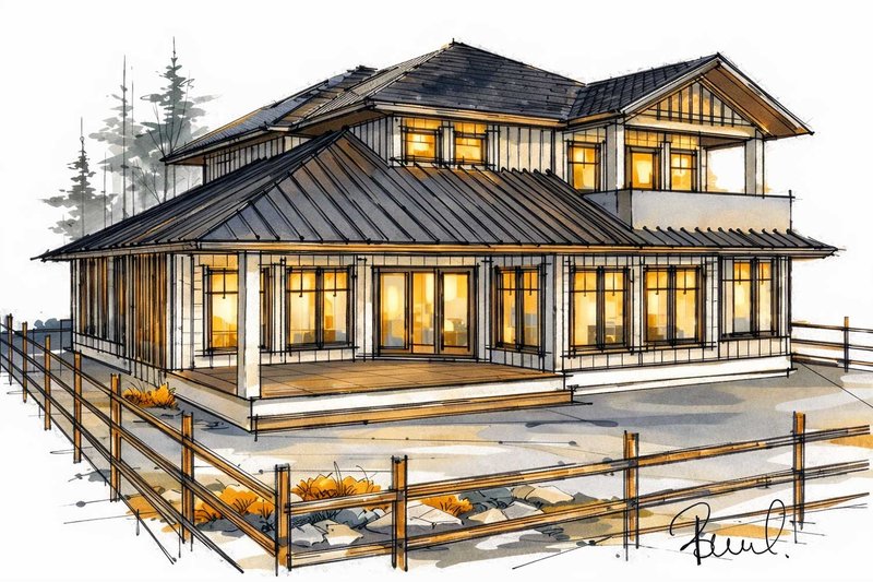 House Blueprint - Exterior - Rear Elevation 3 for Country House Plan #1101-60 - 3 bed, 2.5 bath