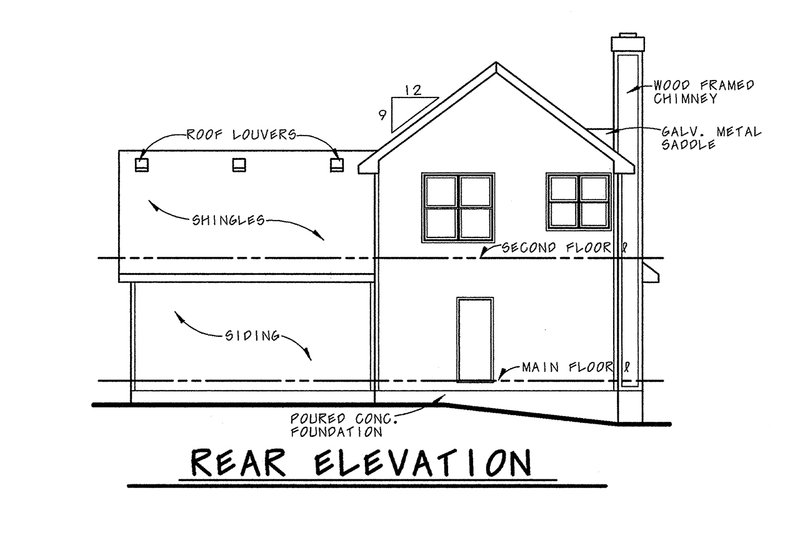 House Plan Design - Exterior - Rear Elevation for Craftsman House Plan #20-1219 - 3 bed, 2.5 bath