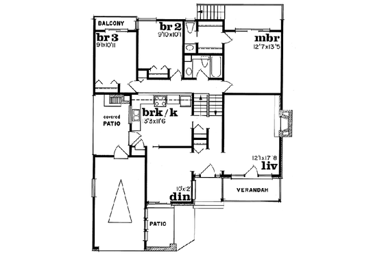 Floor Plan - Main Floor for Cottage House Plan #47-395 - 3 bed, 1.5 bath