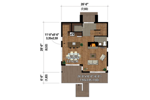 Floor Plan - Main Floor for Cottage House Plan #25-4924 - 2 bed, 1.5 bath