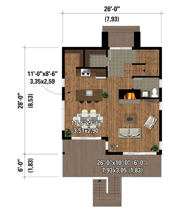 House Plan Design - Cottage Floor Plan - Main Floor Plan #25-4924