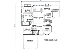 Floor Plan - Main Floor for Traditional House Plan #67-247 - 3 bed, 3 bath
