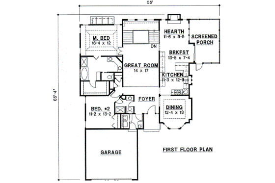 Floor Plan - Main Floor for Traditional House Plan #67-247 - 3 bed, 3 bath