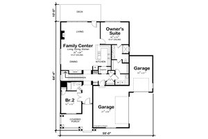 Floor Plan - Main Floor for Craftsman House Plan #20-2459 - 2 bed, 2 bath