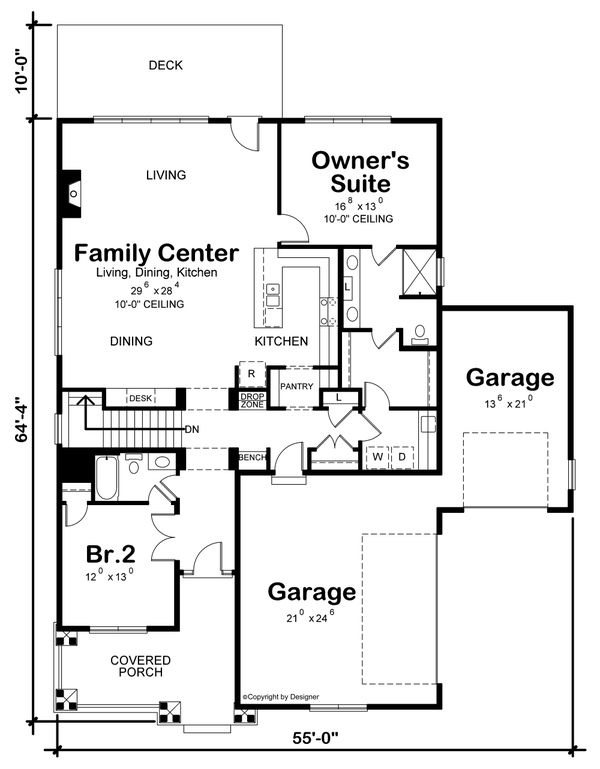 Home Plan - Craftsman Floor Plan - Main Floor Plan #20-2459