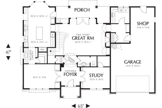 Floor Plan - Main Floor for Tudor House Plan #48-664 - 3 bed, 3.5 bath