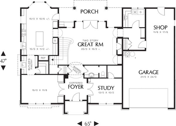 Tudor Floor Plan - Main Floor Plan #48-664