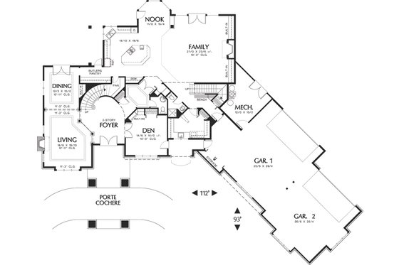 Main level floor plan - 5700 square foot Traditional home
