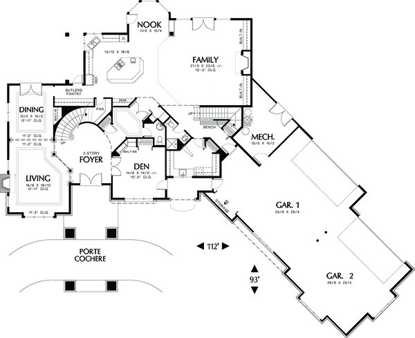 House Blueprint - Main level floor plan - 5700 square foot Traditional home