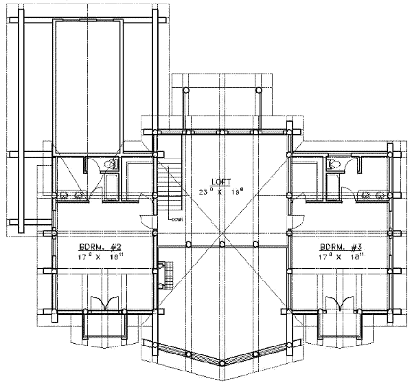 House Blueprint - Log Floor Plan - Upper Floor Plan #117-104
