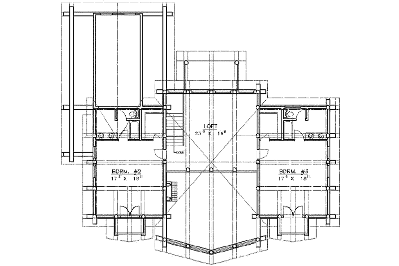 Architectural House Design - Floor Plan - Upper Floor for Log House Plan #117-104 - 3 bed, 4 bath
