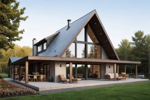 House Blueprint - Exterior - Front Elevation for Cottage House Plan #3-351 - 4 bed, 2 bath