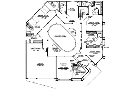 Floor Plan - Main Floor for Mediterranean House Plan #60-639 - 5 bed, 3 bath