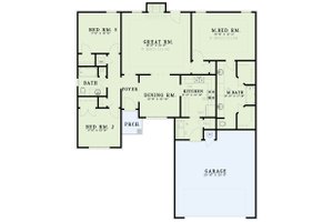 Floor Plan - Main Floor for Traditional House Plan #17-132 - 3 bed, 2 bath