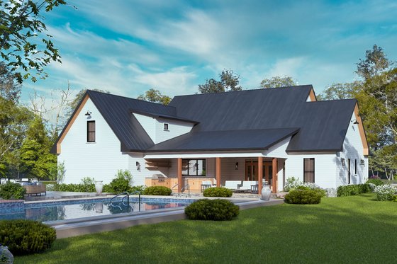 Exterior - Rear Elevation 1 for Farmhouse House Plan #119-473 - 3 bed, 3.5 bath