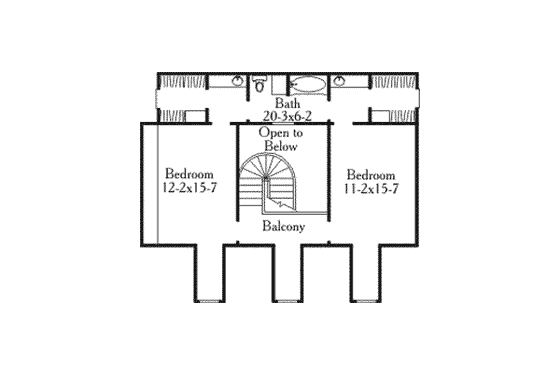 Floor Plan - Upper Floor for Southern House Plan #406-177 - 3 bed, 2.5 bath