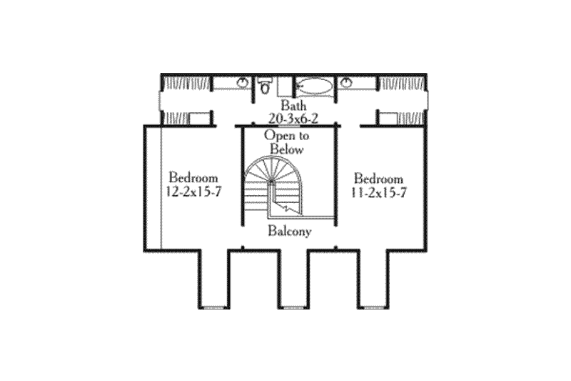Home Plan - Floor Plan - Upper Floor for Southern House Plan #406-177 - 3 bed, 2.5 bath
