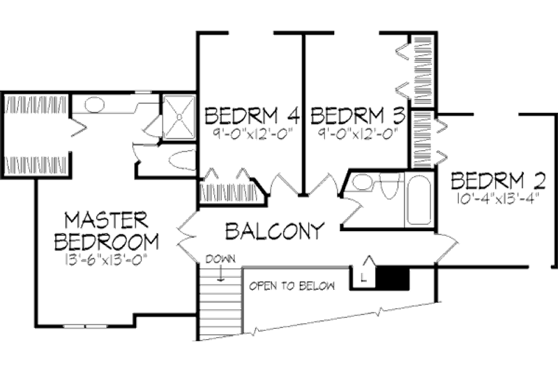 Home Plan - Floor Plan - Upper Floor for Traditional House Plan #320-396 - 4 bed, 2.5 bath