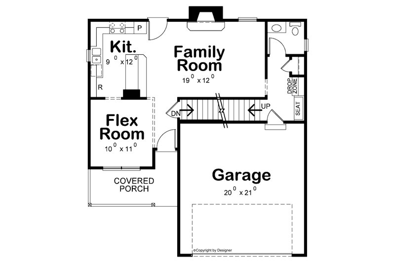 Dream House Plan - Floor Plan - Main Floor for Farmhouse House Plan #20-2539 - 3 bed, 2.5 bath