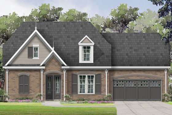Exterior - Front Elevation for European House Plan #424-399 - 3 bed, 2.5 bath