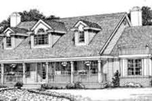 Southern Exterior - Front Elevation Plan #72-453