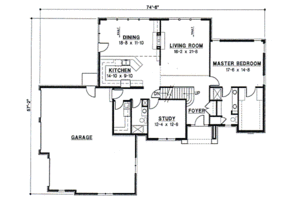Floor Plan - Main Floor for European House Plan #67-224 - 4 bed, 3 bath