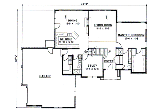 Floor Plan - Main Floor for European House Plan #67-224 - 4 bed, 3 bath