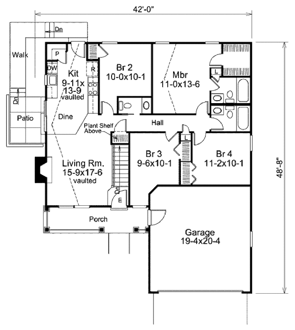 Architectural House Design - Farmhouse Floor Plan - Main Floor Plan #57-383