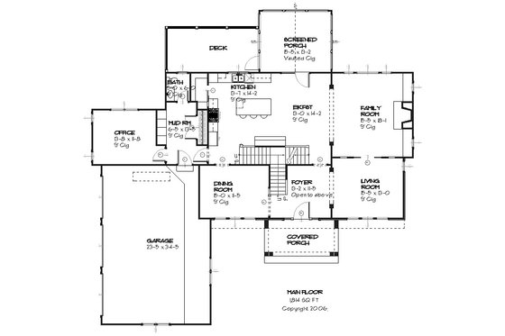 Country style house plan, Farmhouse design, main level floor plan
