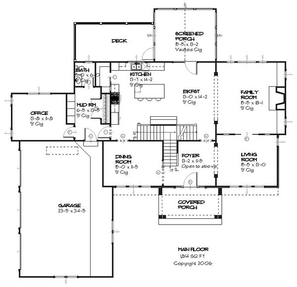 Country style house plan, Farmhouse design, main level floor plan