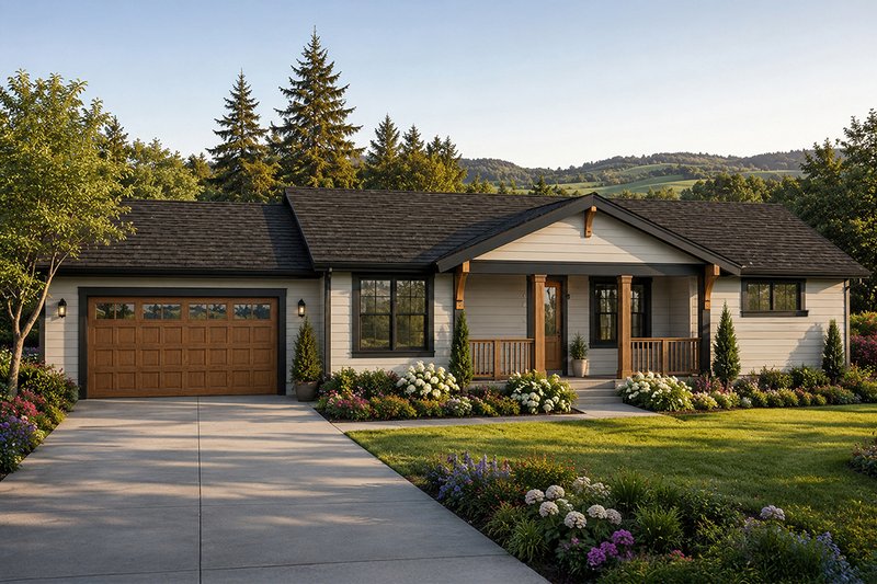 House Design - Exterior - Front Elevation 3 for Ranch House Plan #124-1470 - 3 bed, 2 bath