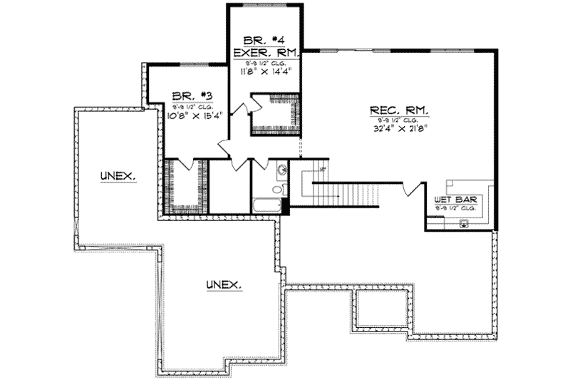 Dream House Plan - Floor Plan - Lower Floor for European House Plan #70-590 - 2 bed, 1.5 bath