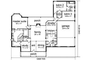 Floor Plan - Main Floor for Colonial House Plan #84-142 - 3 bed, 2.5 bath