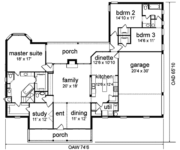Colonial Floor Plan - Main Floor Plan #84-142